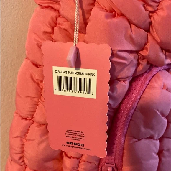 Pink Puffer Crossbody Bag with Adjustable Strap - Picture 2 of 8